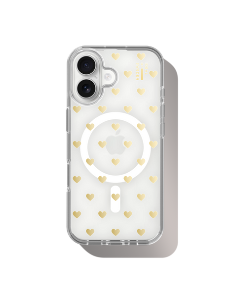 Clear Case MagSafe iPhone 16 Golden Hearts – IDEAL OF SWEDEN