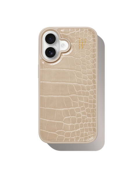 Mobilskal i Veganskt Läder iPhone 16 Warm Beige Croco – IDEAL OF SWEDEN