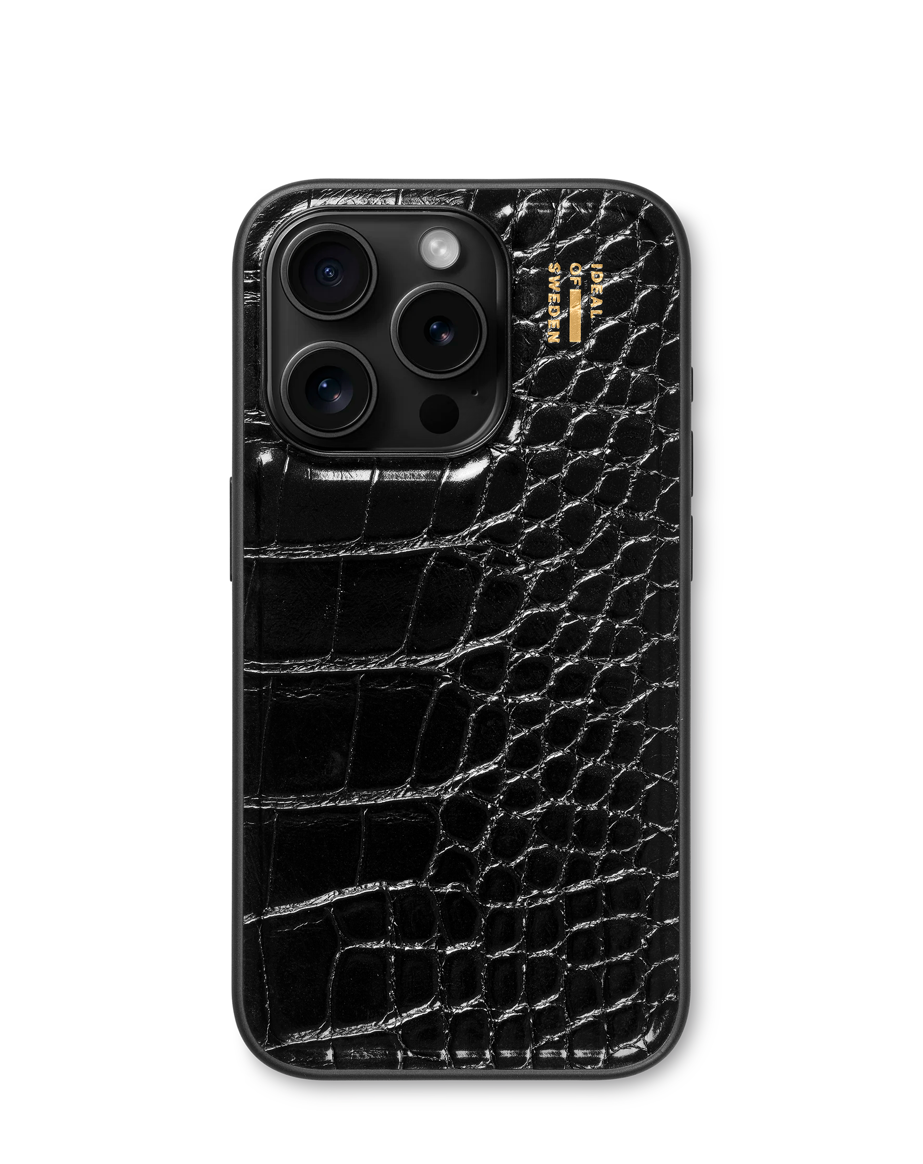 Vegan Leather Case iPhone 14 Pro Black Croco | Atelier Cases from IDEAL OF SWEDEN