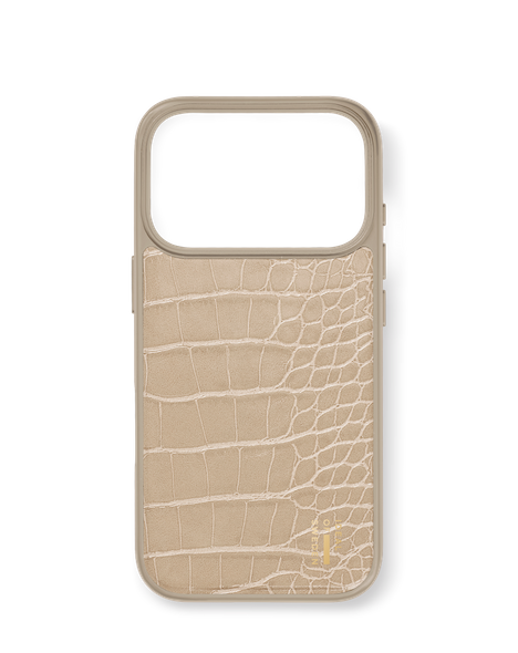 Mobilskal i Veganskt Läder iPhone 17 Pro Warm Beige Croco – IDEAL OF SWEDEN