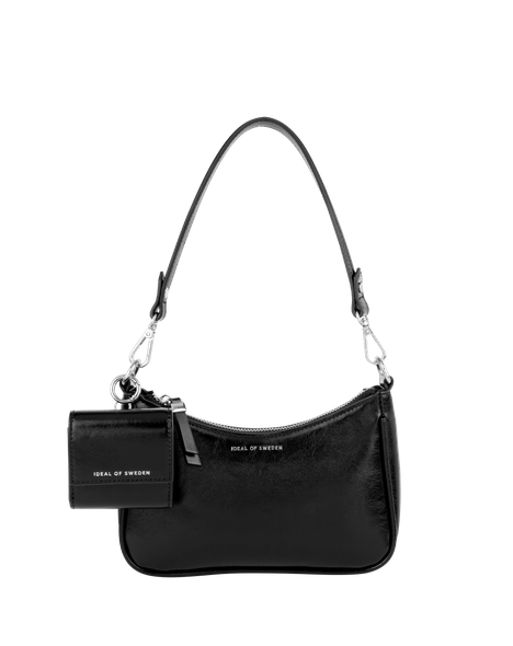 Glossy Black Silver Shoulder Bag