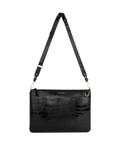 Black croco laptop bag